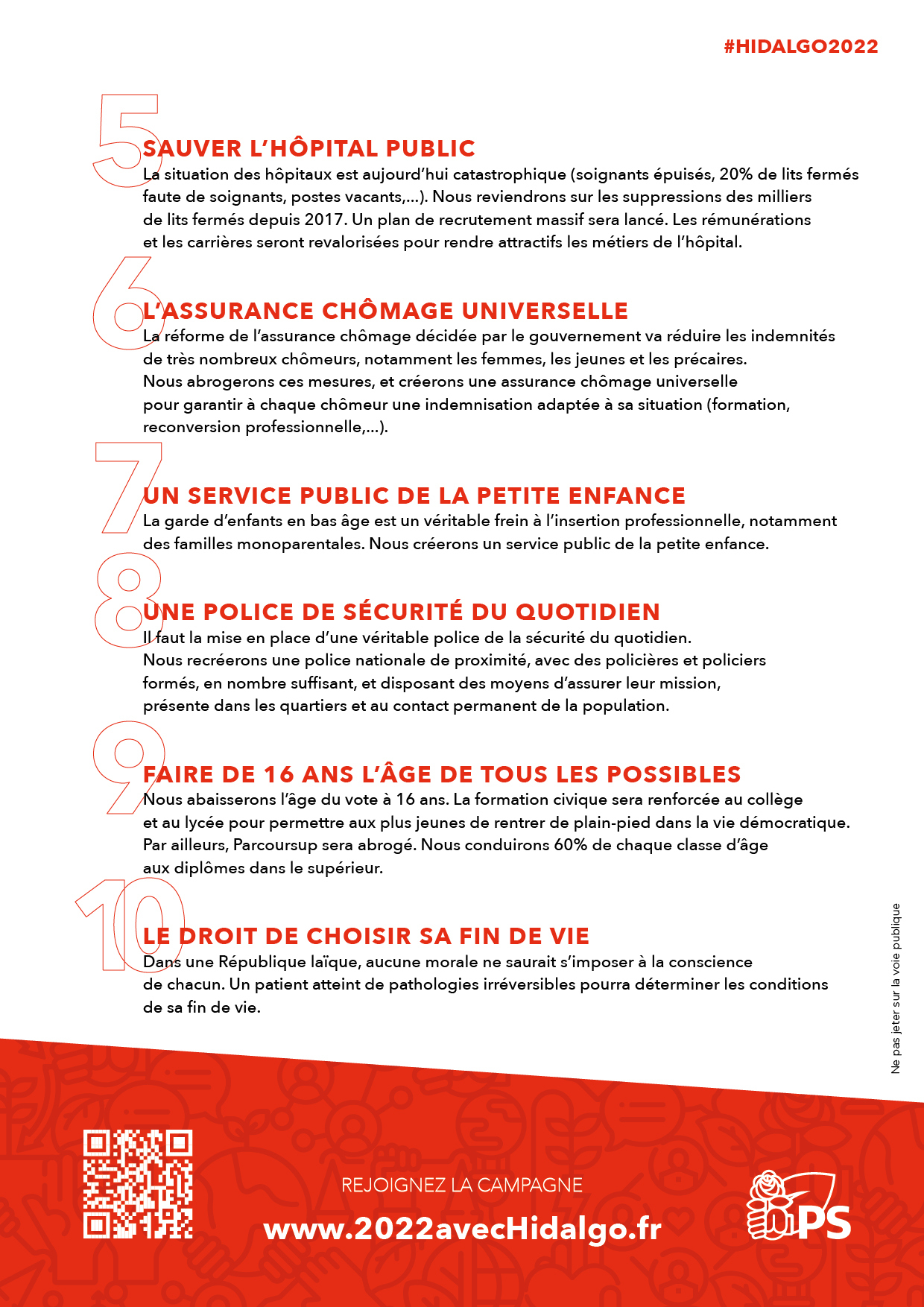 Tract Anne Hidalgo : les dix premières propositions pour la présidentielle de 2022 Verso Tract Anne Hidalgo : les dix premières propositions pour la présidentielle de 2022 Verso